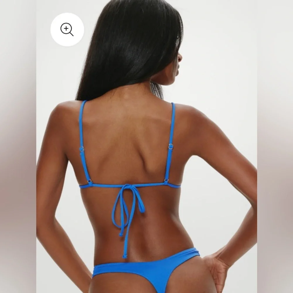 Frankie’s Lumia Navy Blue Braided Triangle Bikini Top Bathing Suit – Size M